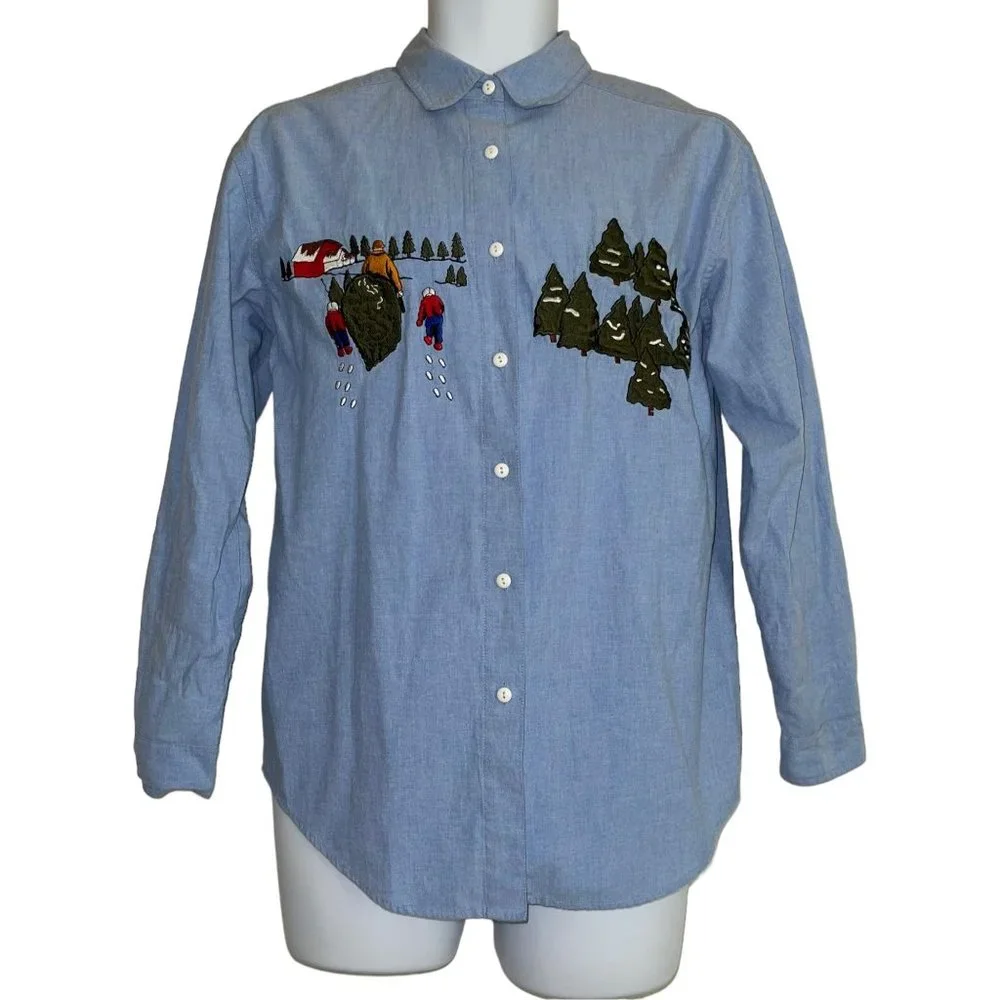 Vintage Rare Falls Creek Shirt Top Mens S Casual Christmas Holiday Dad Tree Sons - Picture 1 of 9